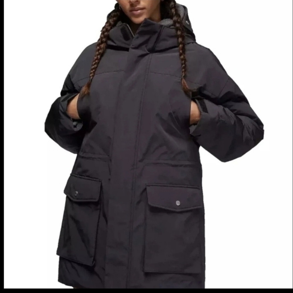 Jordan Nike Down Feathers Loose Fit Dark Gray Hooded Winter Coat . Men's Women's